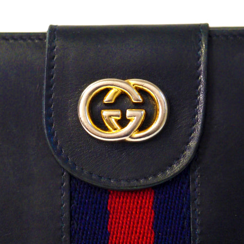 OLD Gucci　本革　横長財布（濃紺）
