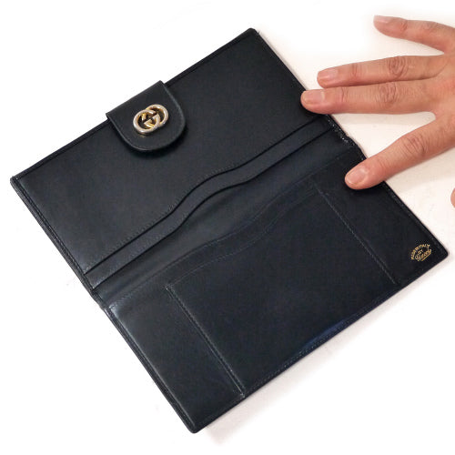 OLD Gucci　本革　横長財布（濃紺）