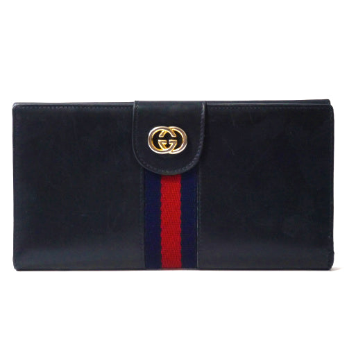 OLD Gucci　本革　横長財布（濃紺）