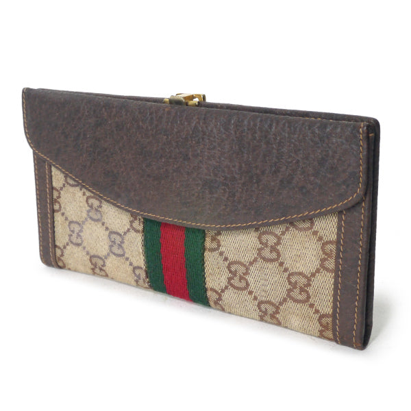 OLD Gucci 70s!ジャガード横長財布（茶・ＧＧ柄）