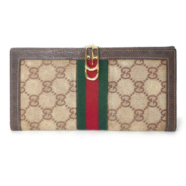 OLD Gucci 70s!ジャガード横長財布（茶・ＧＧ柄）
