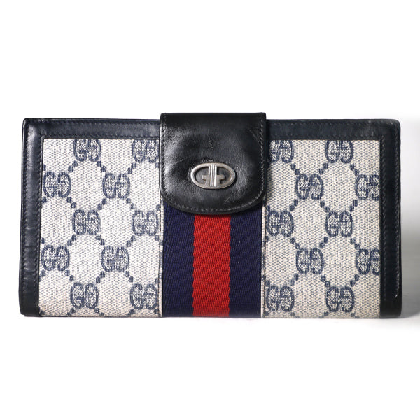 OLD Gucci　横長財布（青・ＧＧ柄）