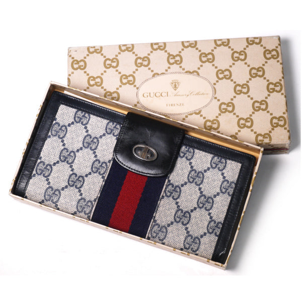OLD Gucci　横長財布（青・ＧＧ柄）