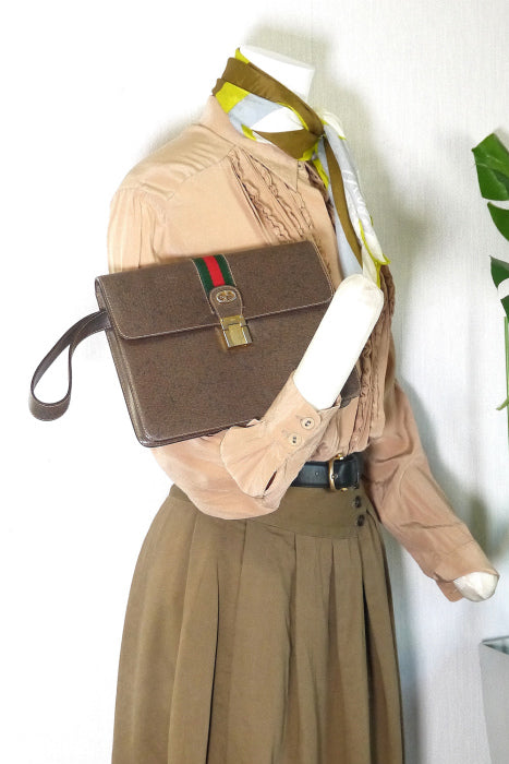 OLD Gucci　総皮セカンドバッグ（茶）