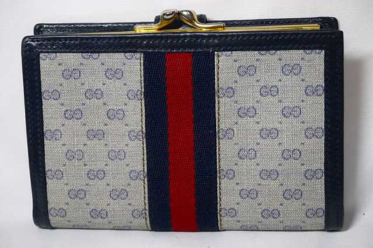 OLD Gucci マイクロGG がま口サイフ（青）