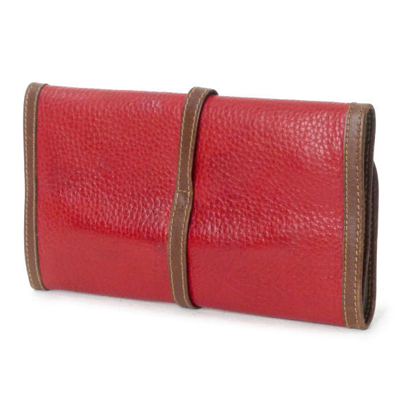 オールドグッチ　総革アクセサリーポーチ（赤/茶）