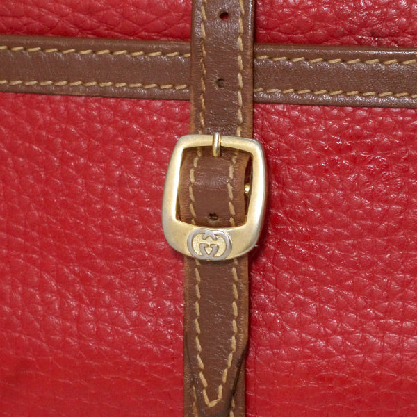 オールドグッチ　総革アクセサリーポーチ（赤/茶）