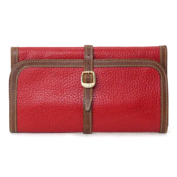 オールドグッチ　総革アクセサリーポーチ（赤/茶）
