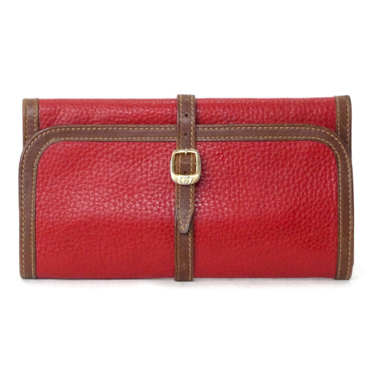 オールドグッチ　総革アクセサリーポーチ（赤/茶）