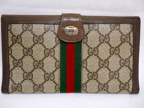 OLD Gucci　２つ折れシェリー横長サイフ(茶）