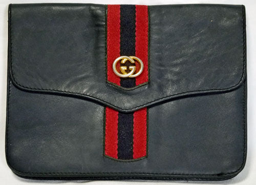 OLD Gucci ＜訳アリ＞総革ポーチ（紺）