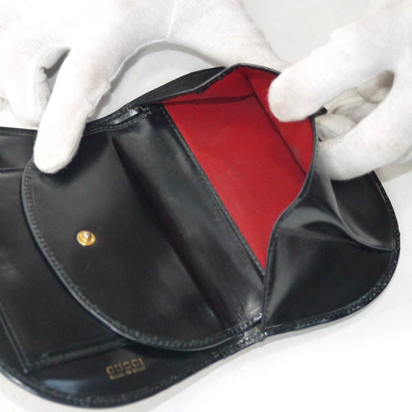 OLD Gucci  パテントレザー半円G金具財布（黒）