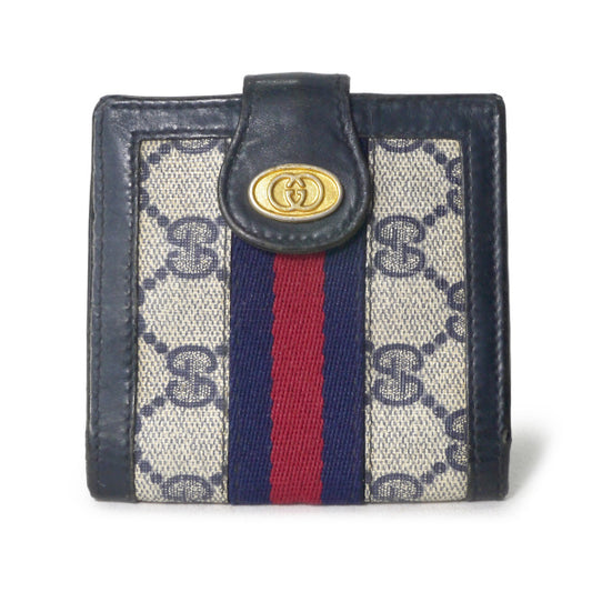OLD Gucci　アクセコ シェリー折財布（青）