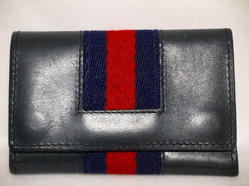 OLD Gucci シェリーキーケース（濃紺・皮）