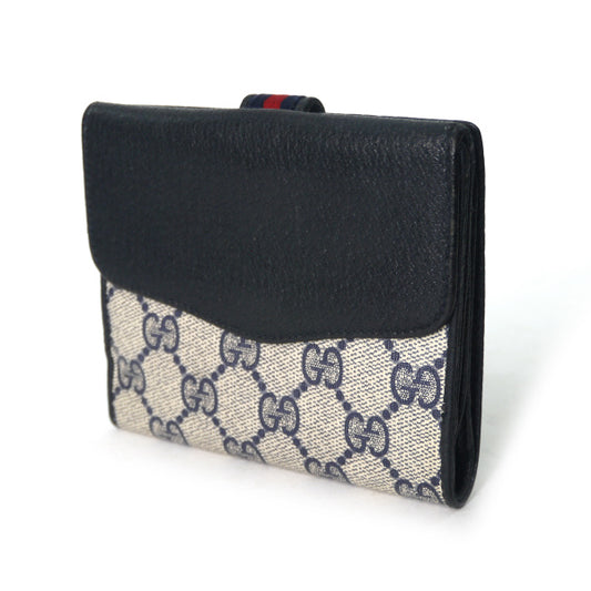 OLD Gucci アクセコ!!ミニシェリーWホック折財布（青）