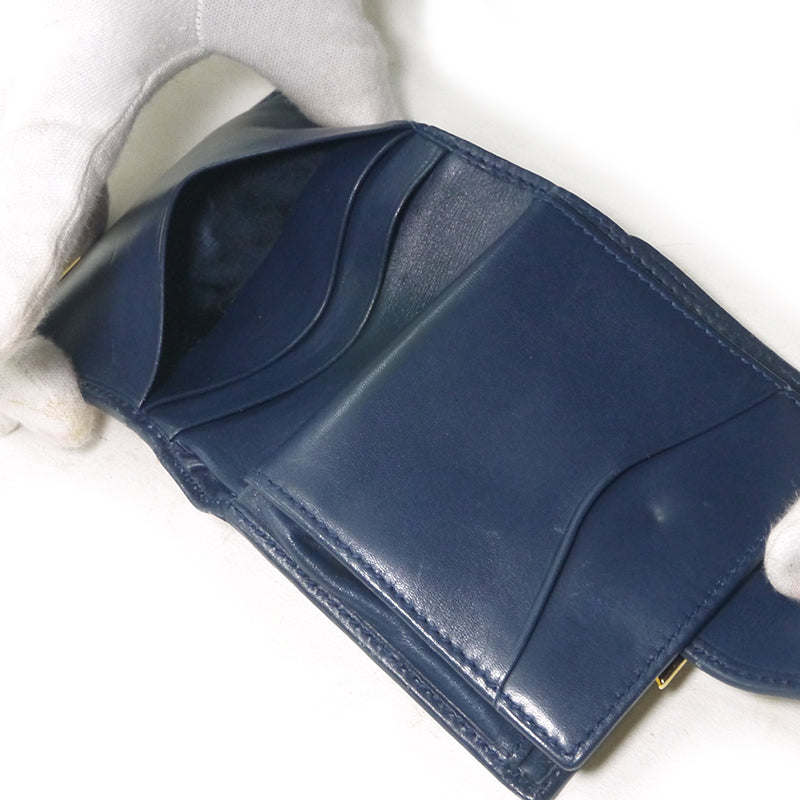 OLD Gucci　フローラ２つ折れ財布（紺）