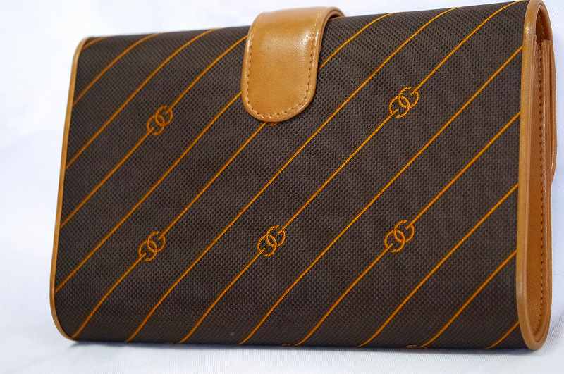 OLD Gucci　流れ星GGミニクラッチバッグ（茶）