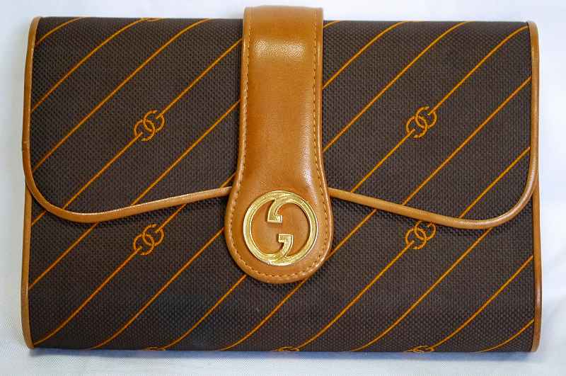 OLD Gucci　流れ星GGミニクラッチバッグ（茶）