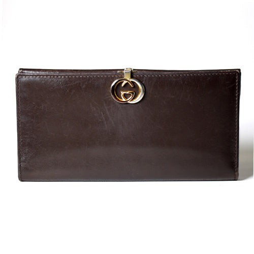 OLD Gucci 総皮GG長財布（茶）