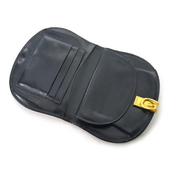 OLD Gucci レザー半円G金具２つ折り財布（黒）