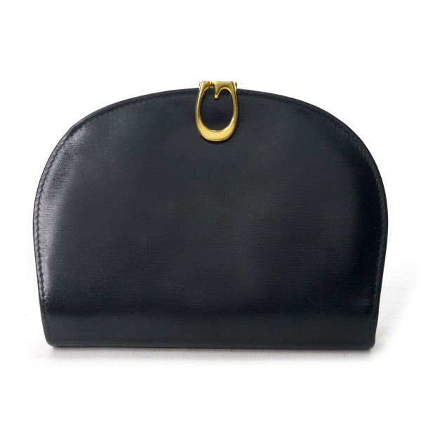 OLD Gucci レザー半円G金具２つ折り財布（黒）