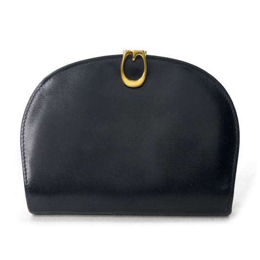 OLD Gucci レザー半円G金具２つ折り財布（黒）
