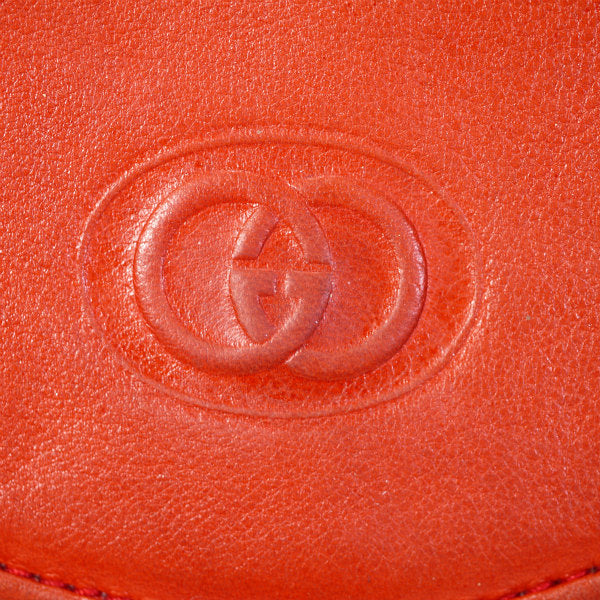 OLD Gucci フリルデザイン 総革ポシェット（オレンジレッド）