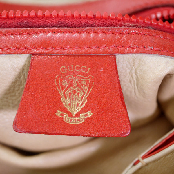 OLD Gucci フリルデザイン 総革ポシェット（オレンジレッド）