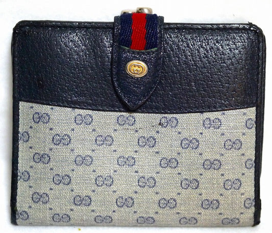 OLD Gucci２つ折れ札入れ(青マイクロＧＧ柄）