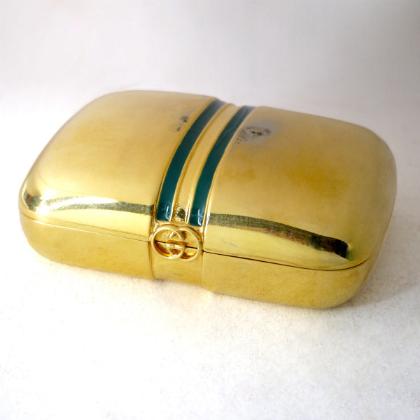 OLD Gucci　金属素材×シェリー ソープケース（ゴールド）