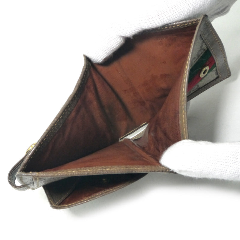 OLD Gucci　アクセコ シェリー折財布（茶）