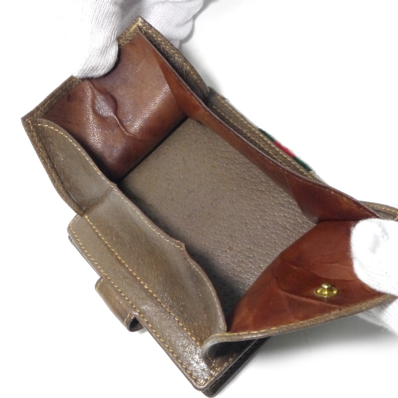 OLD Gucci　アクセコ シェリー折財布（茶）