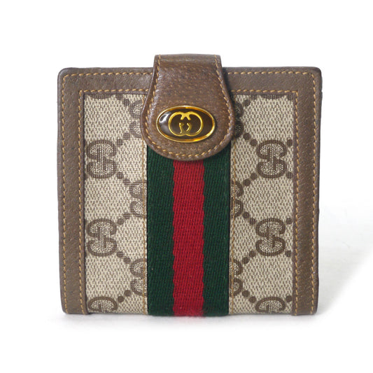 OLD Gucci　アクセコ シェリー折財布（茶）