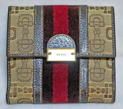 Gucci シェリー２つ折れビット柄財布（茶）