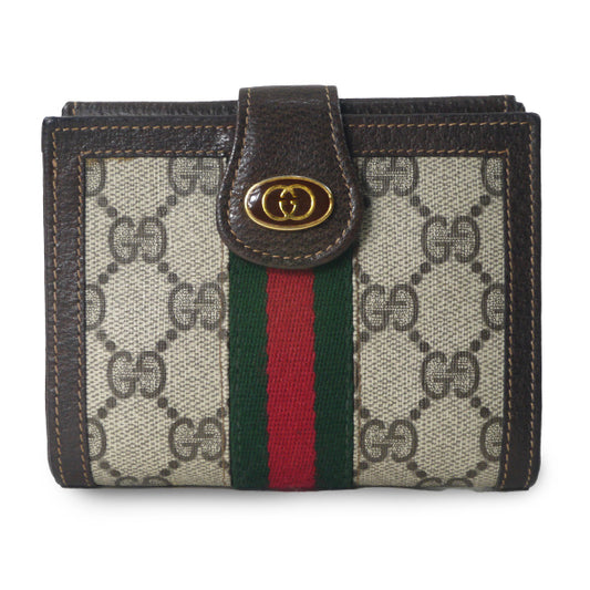OLD Gucci　アクセコ シェリー3つ折財布（茶）