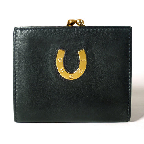 OLD Gucci　２つ折れがま口本革財布（深緑）