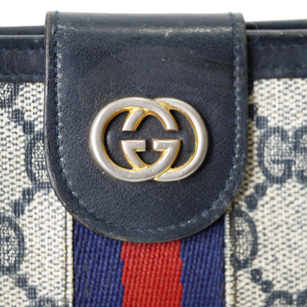 OLD Gucci アクセコ シェリー折り財布（青）