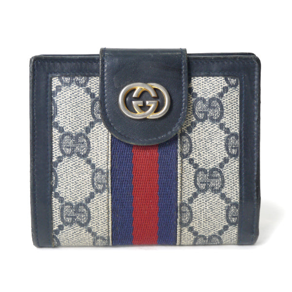 OLD Gucci アクセコ シェリー折り財布（青）