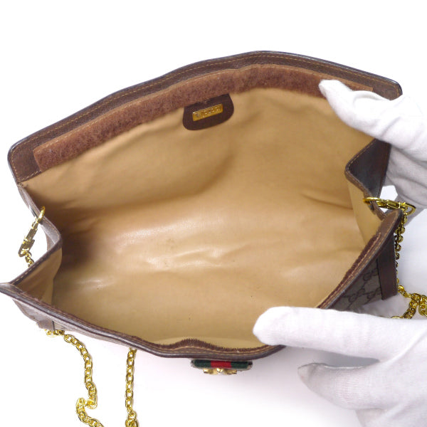 OLD Gucci PARFUM チェーンショルダー付クラッチバッグ（茶）