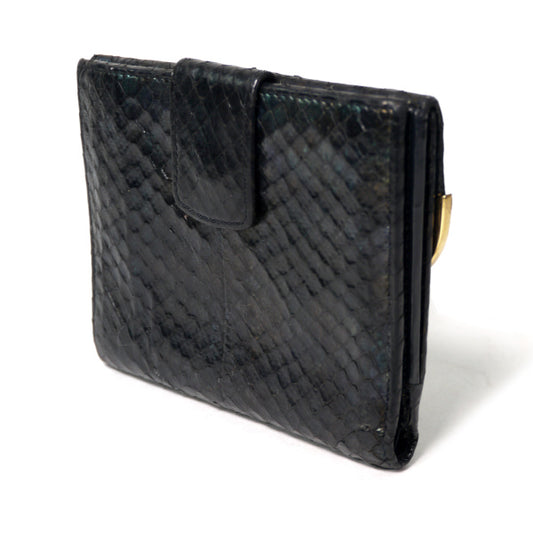 OLD Gucci 　レア！パイソン２つ折れ財布（黒）