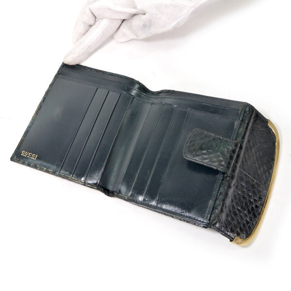 OLD Gucci 　レア！パイソン２つ折れ財布（黒）