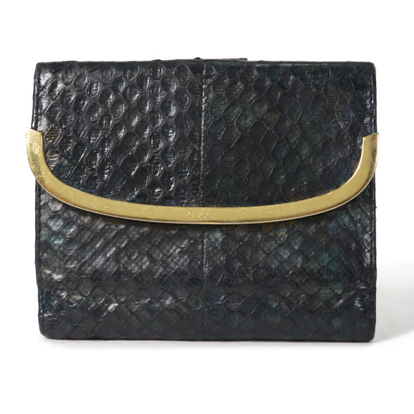OLD Gucci 　レア！パイソン２つ折れ財布（黒）