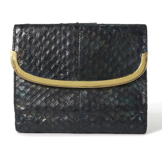 OLD Gucci 　レア！パイソン２つ折れ財布（黒）