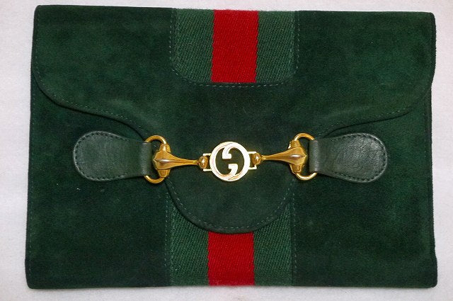 OLD Gucci 　レア！シェリースエード財布（緑）
