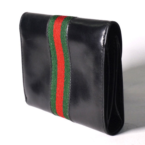OLD Gucci　本革シェリー横長財布（黒）