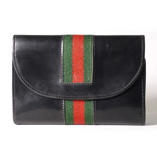 OLD Gucci　本革シェリー横長財布（黒）