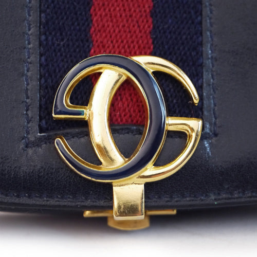 OLD Gucci ハーフムーン財布（総皮　紺）