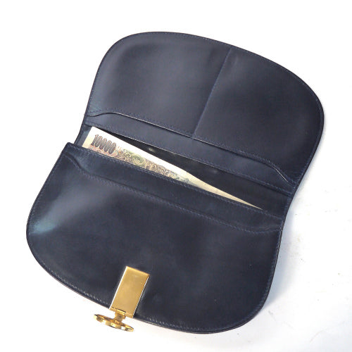 OLD Gucci ハーフムーン財布（総皮　紺）