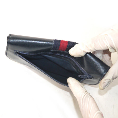 OLD Gucci ハーフムーン財布（総皮　紺）