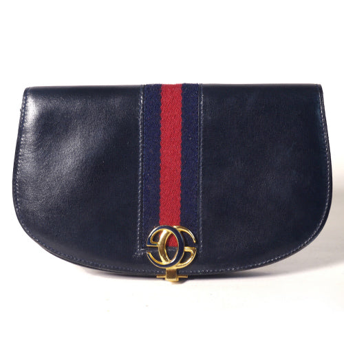 OLD Gucci ハーフムーン財布（総皮　紺）